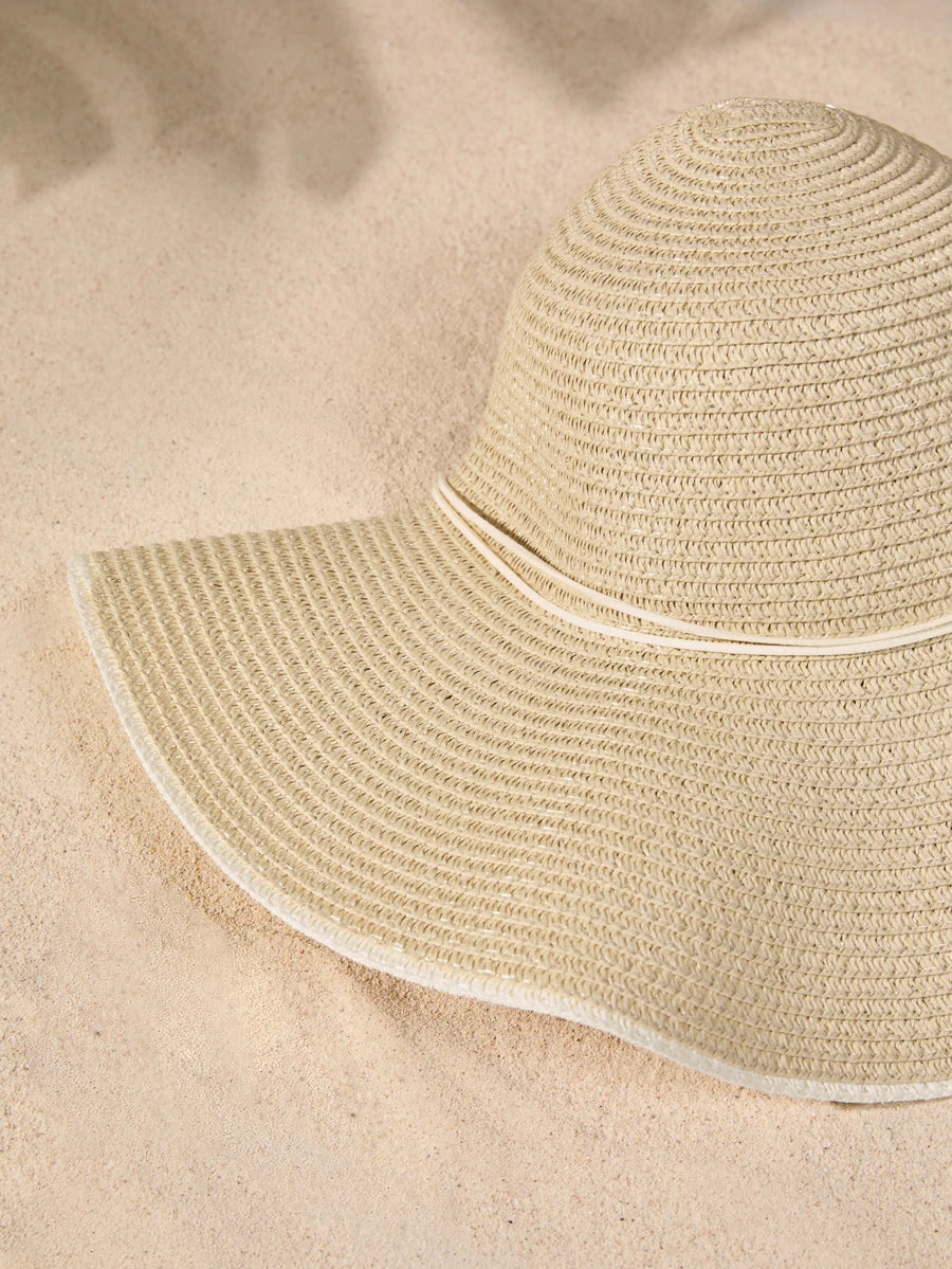 SHEIN Tropiscape قبعة قش مزينة بزهرة