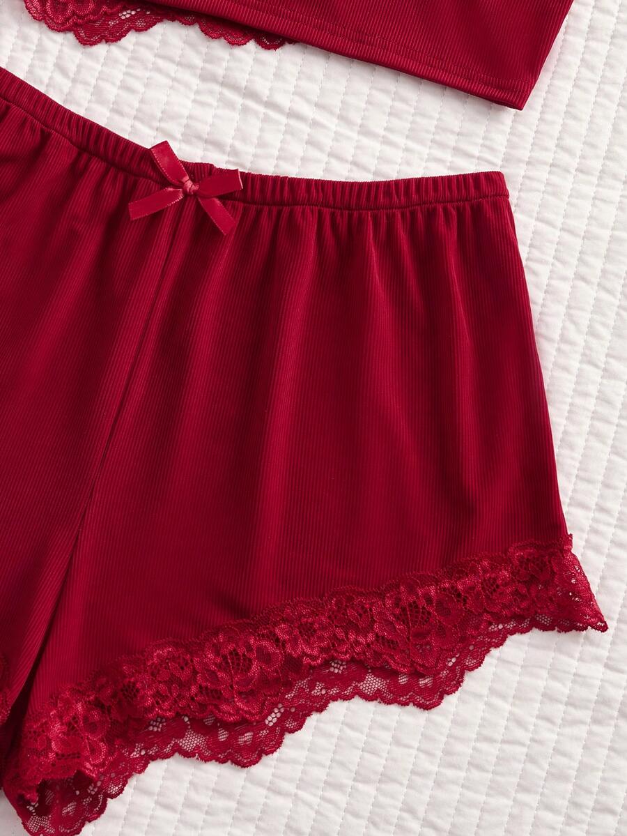 SHEIN طقم لانجري 3 قطع من قميص كامي وشورت وروب بحزام
