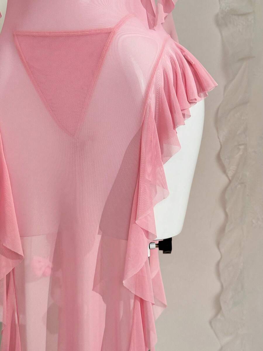 SHEIN PetitDoll طقم قطعتين فستان نوم شبكي جذاب وسروال