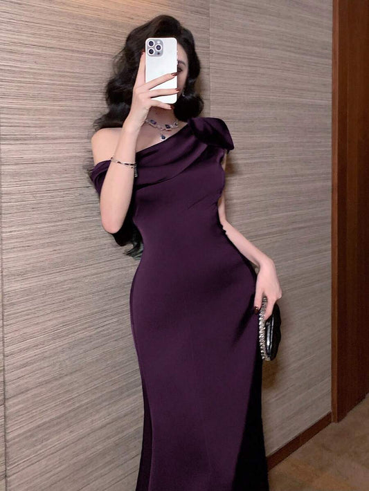 SHEIN MOD فستان ماكسي طويل بلون أرجواني