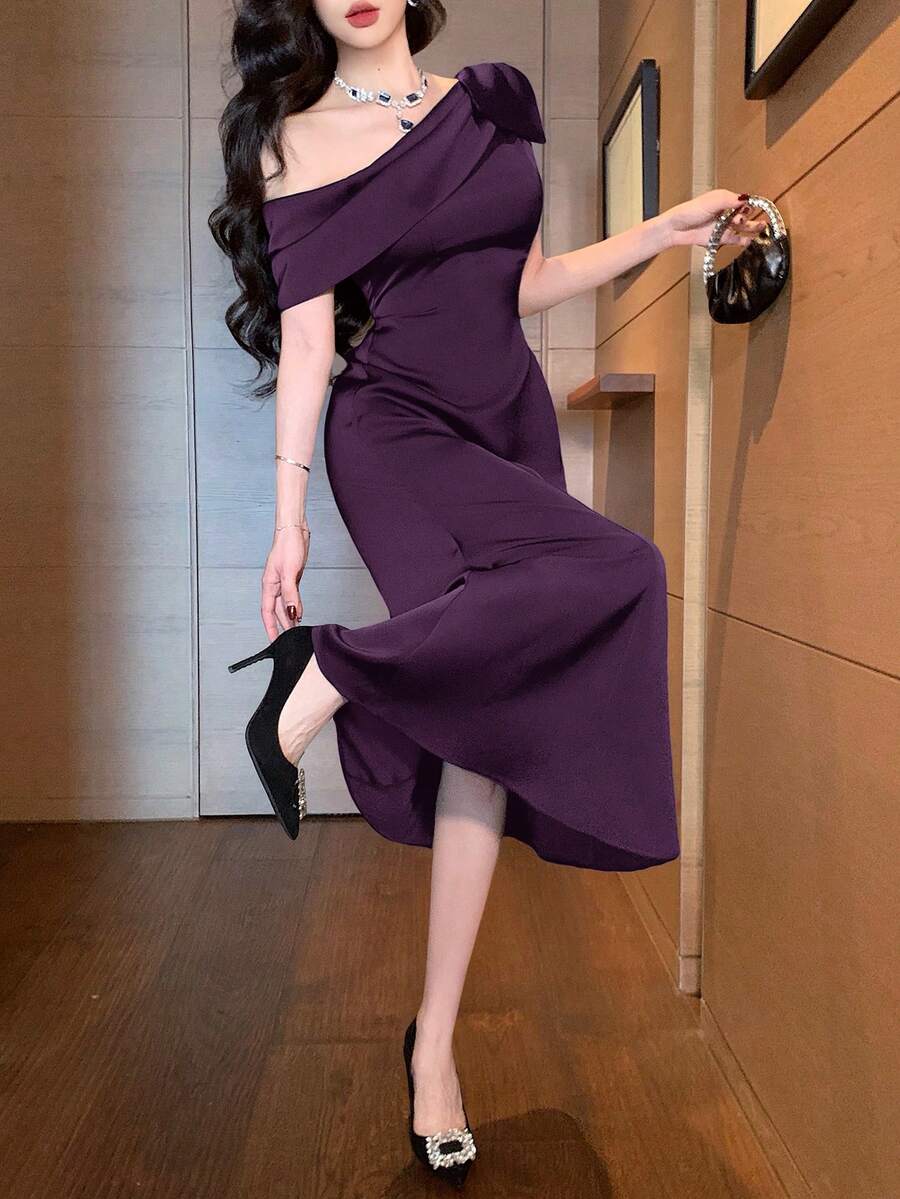 SHEIN فستان ماكسي طويل بلون أرجواني