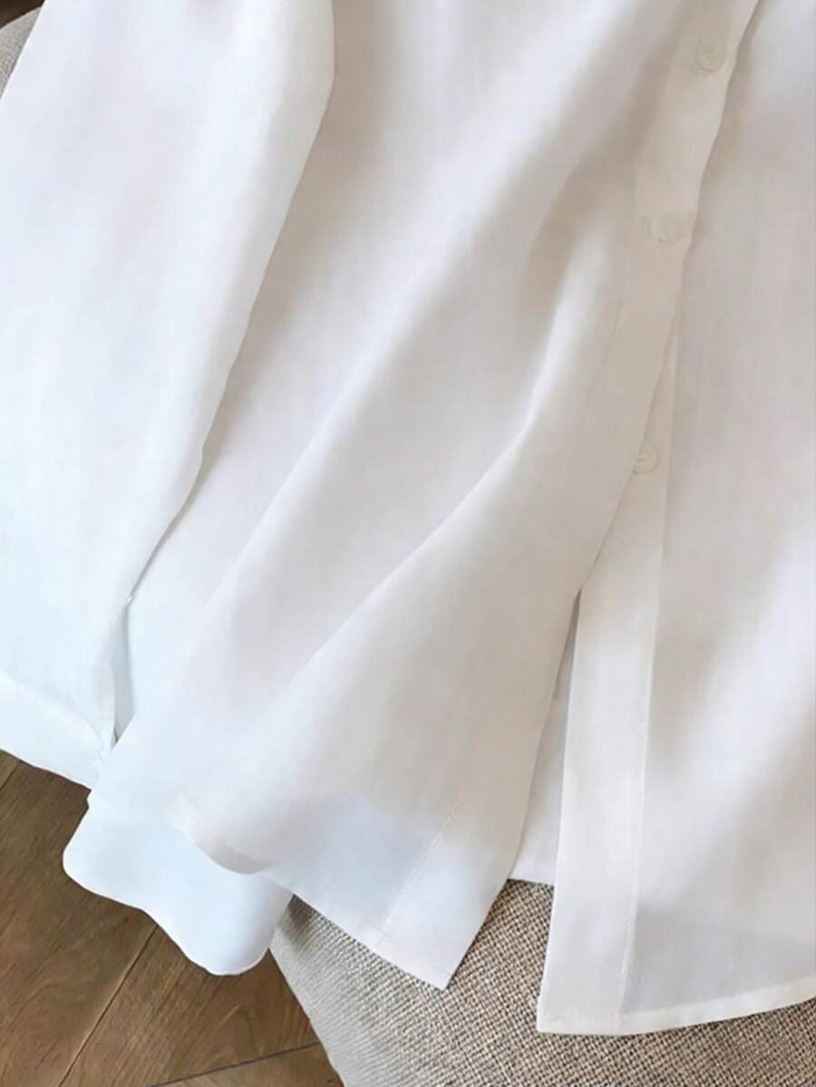 SHEIN Resyla قميص نسائي أبيض مطرز بفارس
