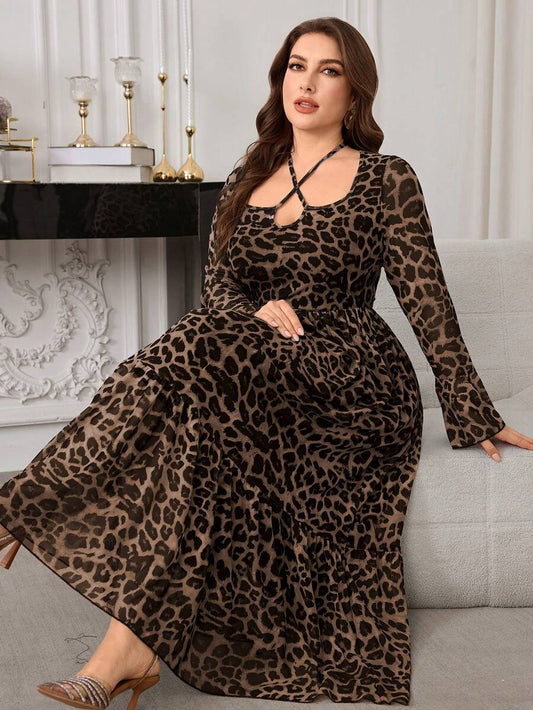 SHEIN Modelyn فستان كاجوال بأكمام طويلة وكشكش وربطة خصر