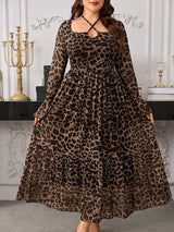 SHEIN Modelyn فستان كاجوال بأكمام طويلة وكشكش وربطة خصر