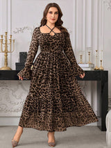 SHEIN Modelyn فستان كاجوال بأكمام طويلة وكشكش وربطة خصر