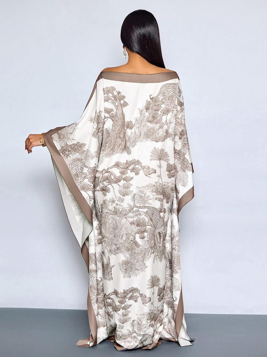 SHEIN SOLERSUN فستان سهرة ماكسي بطبعة زهور بكتف مكشوف