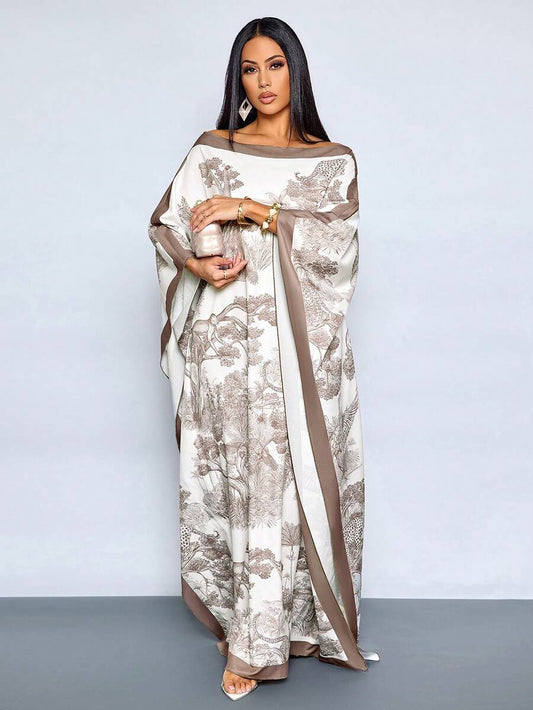SHEIN SOLERSUN فستان سهرة ماكسي بطبعة زهور بكتف مكشوف