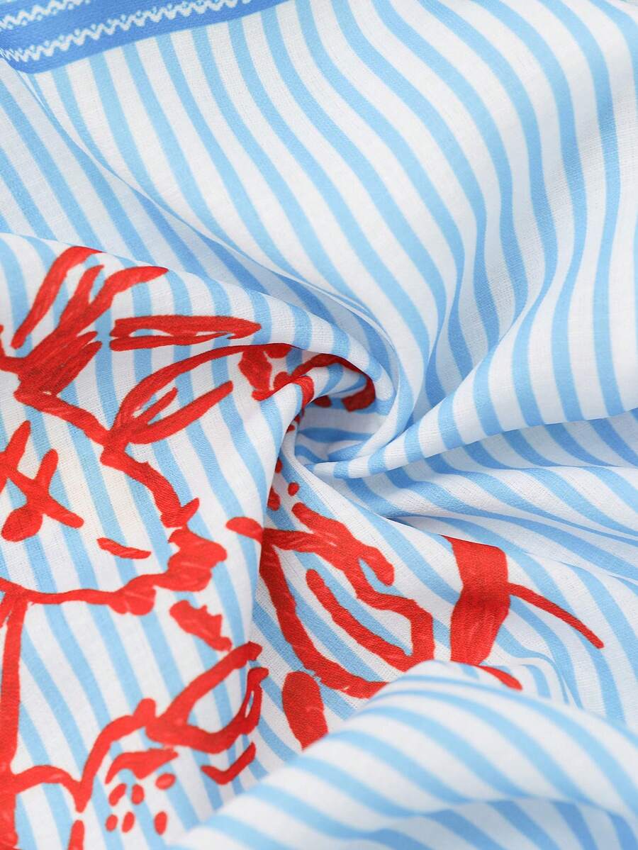 SHEIN Vivid Eden فستان صيفي مخطط بحمالات وتطريز متباين