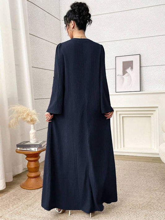 SHEIN Yasmyna فستان عربي بلون أزرق كحلي كاجوال