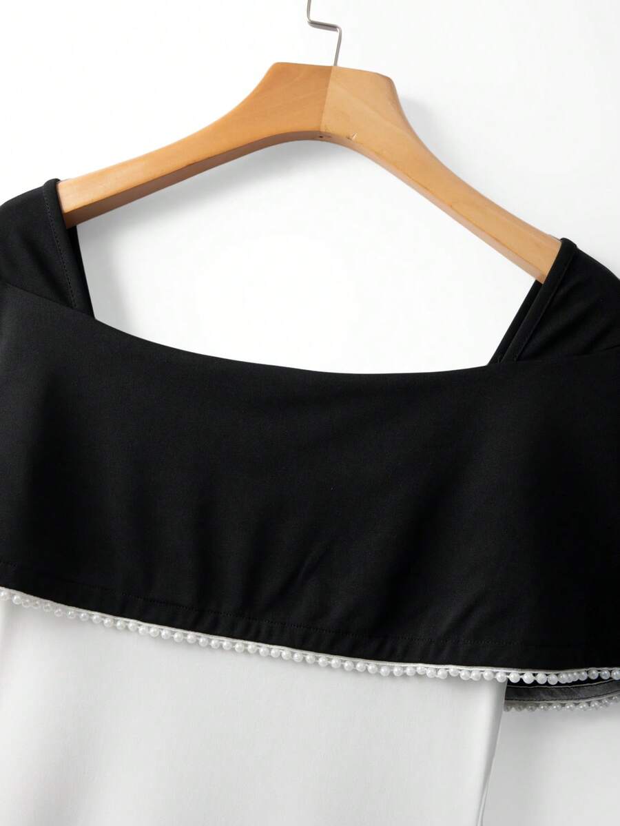SHEIN Franclia فستان سهرة طويل مزين بالزهور والخرز بخصر مشدود