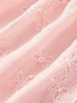 SHEIN MOD فستان وردي مطرز بالكشكشة