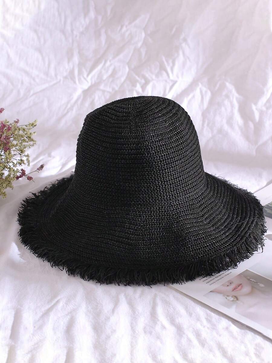 SHEIN قبعة قش نسائية بحافة كبيرة