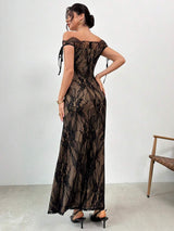 SHEIN فستان أسود ضيق طويل بتصميم مثير