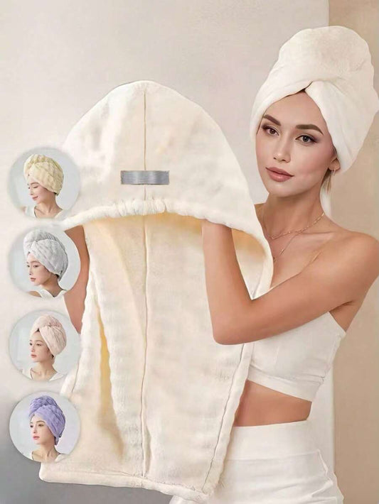 SHEIN قبعة منشفة شعر مايكروفايبر سريعة الجفاف امتصاص عالي للماء