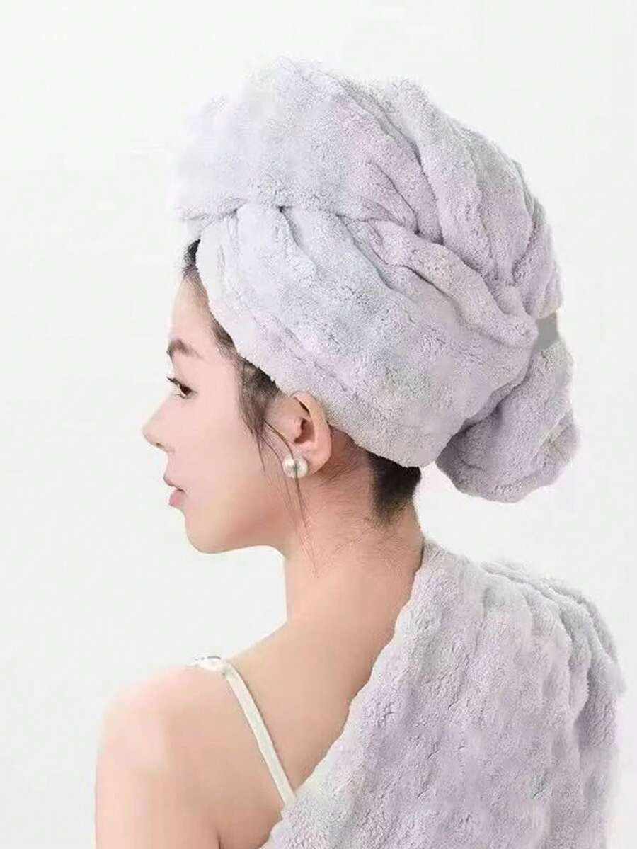 SHEIN قبعة منشفة شعر مايكروفايبر سريعة الجفاف امتصاص عالي للماء