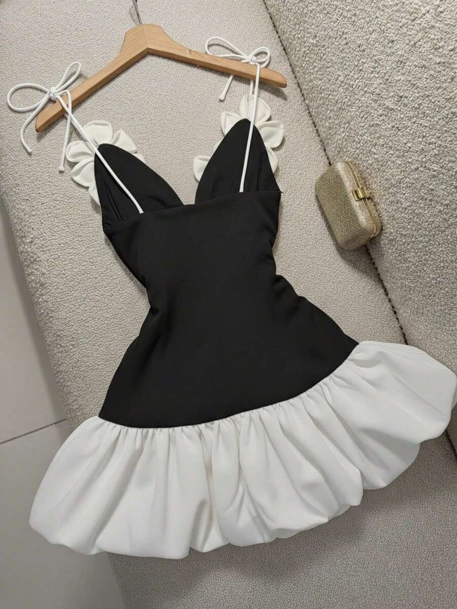 SHEIN فستان بيبلوم كامي مزخرف أنيق