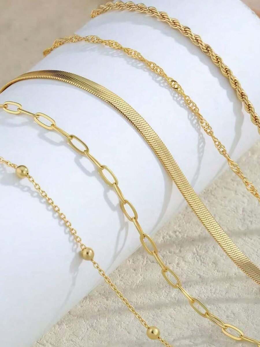 SHEIN مجموعة أساور أنيقة مكوّنة من 5 قطع بتصميمات مختلفة