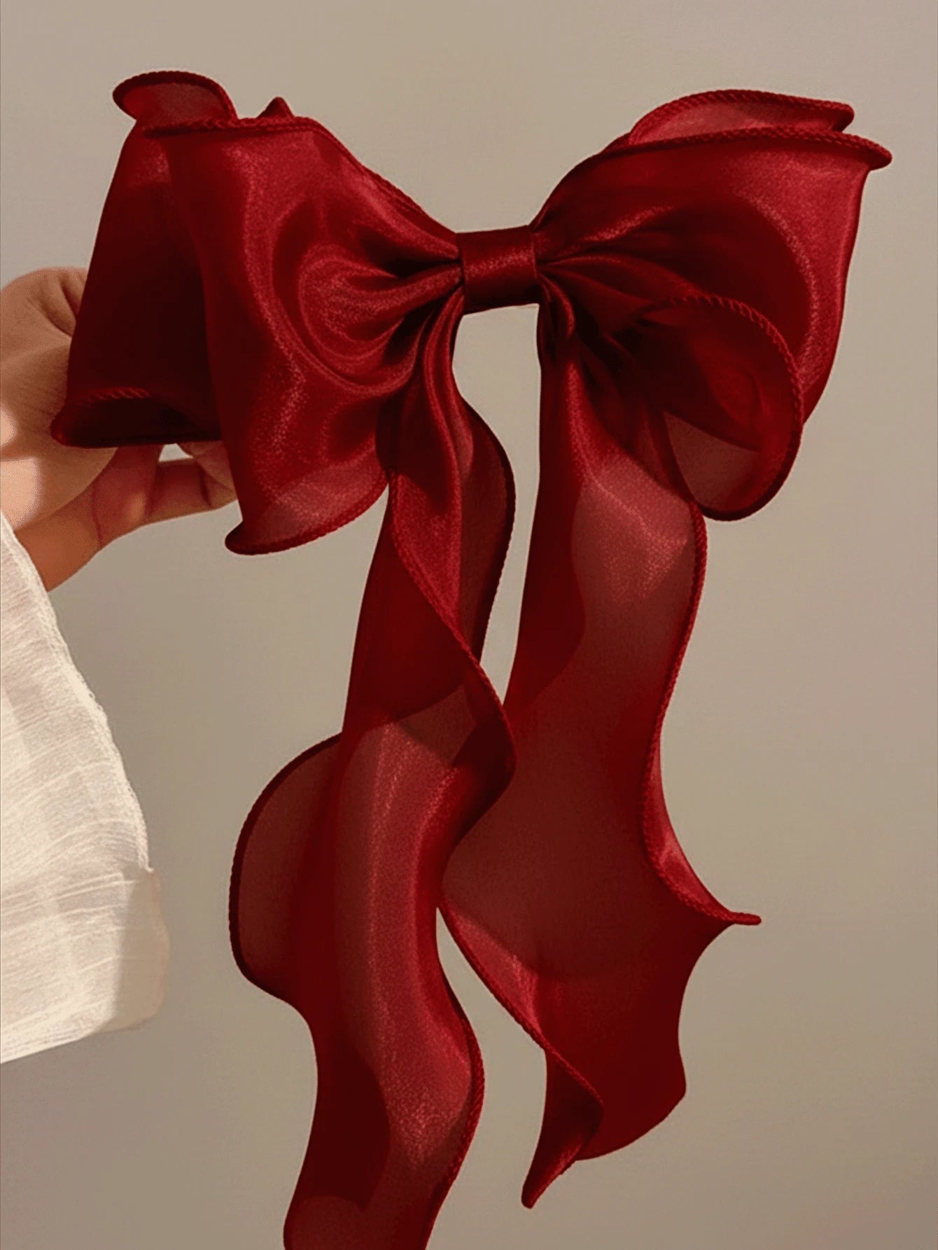 SHEIN مشبك شعر بشكل فيونكة كبيرة بخيوط ثلج شفافة