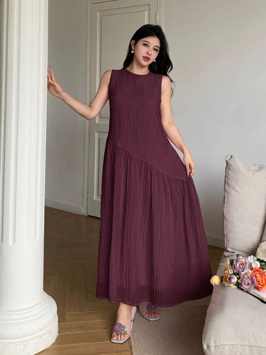 SHEIN فستان فضفاض بدون أكمام بتصميم غير متماثل مريح