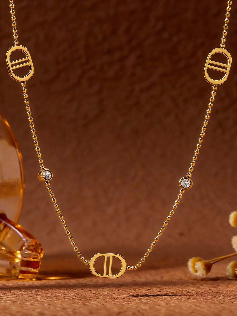SHEIN طقم مجوهرات 4 قطع ستانلس ستيل بتصميم بسيط