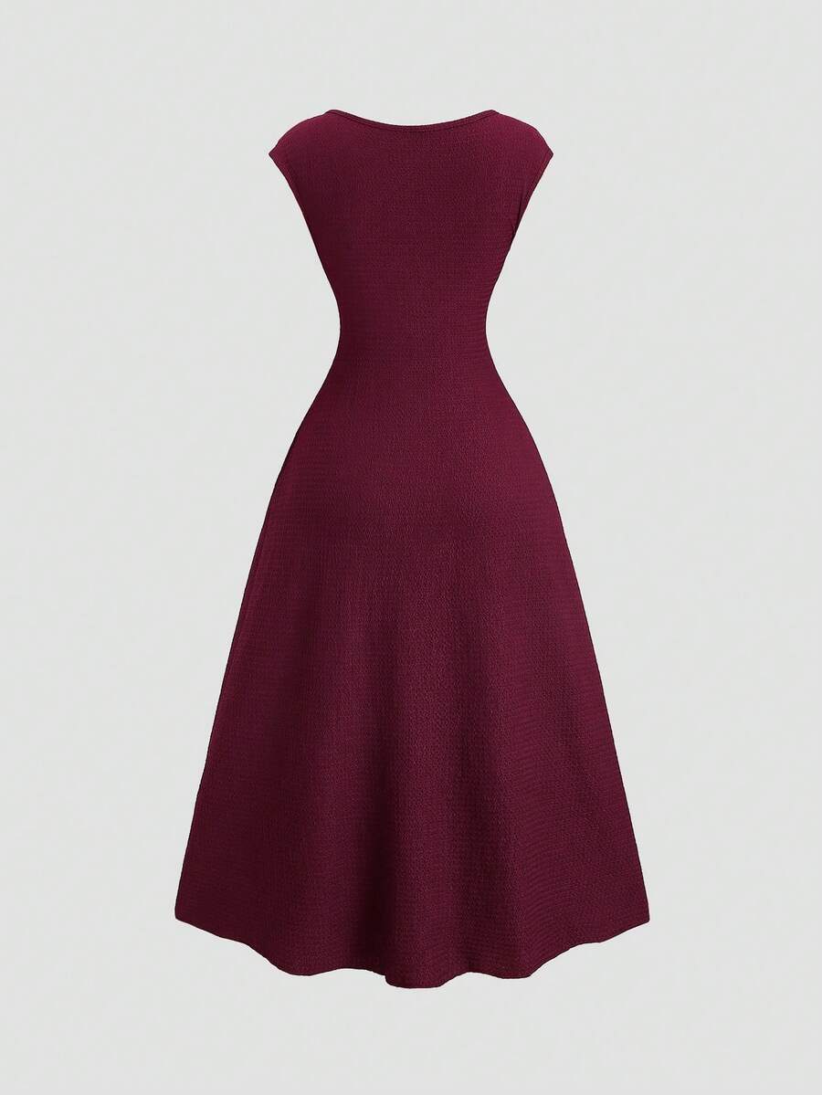 SHEIN Sweetra فستان ماكسي محبوك مضلع بطراز أوروبي