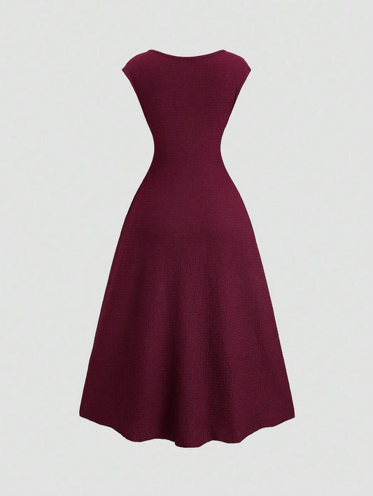 SHEIN Sweetra فستان ماكسي محبوك مضلع بطراز أوروبي