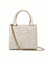 SHEIN حقيبة يد صغيرة مطرزة لؤلؤ صناعي باغلاق مغناطيسي
