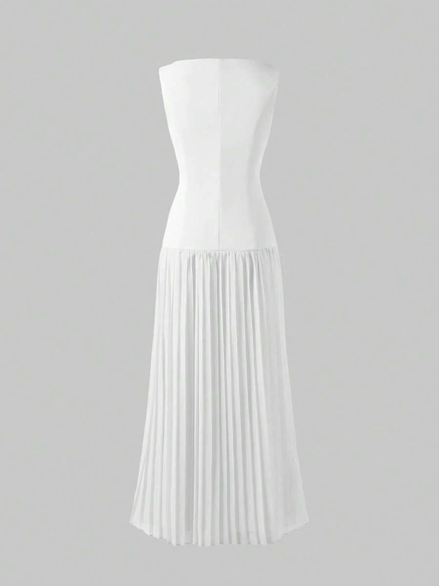 SHEIN فستان أبيض أنيق مطوي