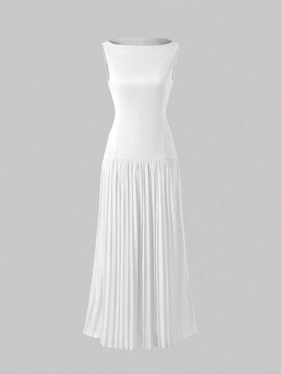 SHEIN فستان أبيض أنيق مطوي