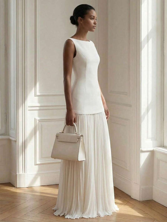SHEIN فستان أبيض أنيق مطوي