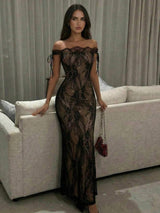 SHEIN فستان أسود ضيق طويل بتصميم مثير