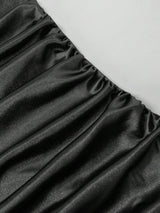 SHEIN Franclia فستان سهرة أسود بياقة حلقية وذيل مكشكش