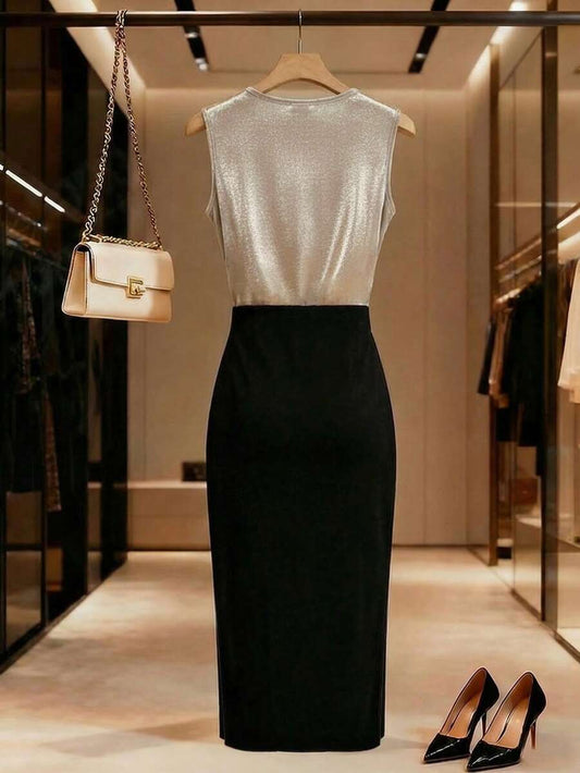 SHEIN Franclia فستان مزين بكشكشة بتصميم فرنسي