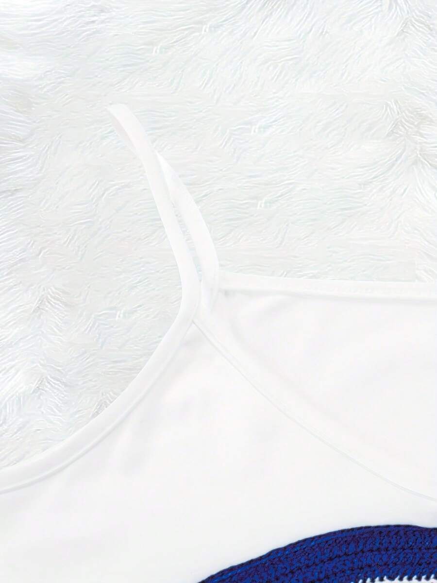 SHEIN فستان أبيض صيفي أنيق بدون أكمام بطبعة عين زرقاء