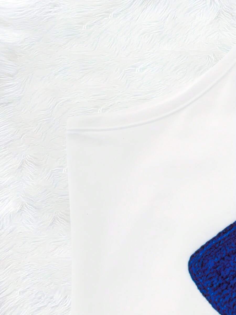 SHEIN فستان أبيض صيفي أنيق بدون أكمام بطبعة عين زرقاء