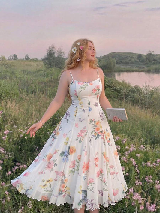 SHEIN MOD فستان مطبوع بالزهور للمقاسات الكبيرة