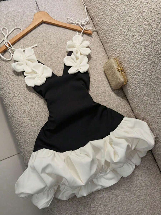 SHEIN فستان بيبلوم كامي مزخرف أنيق