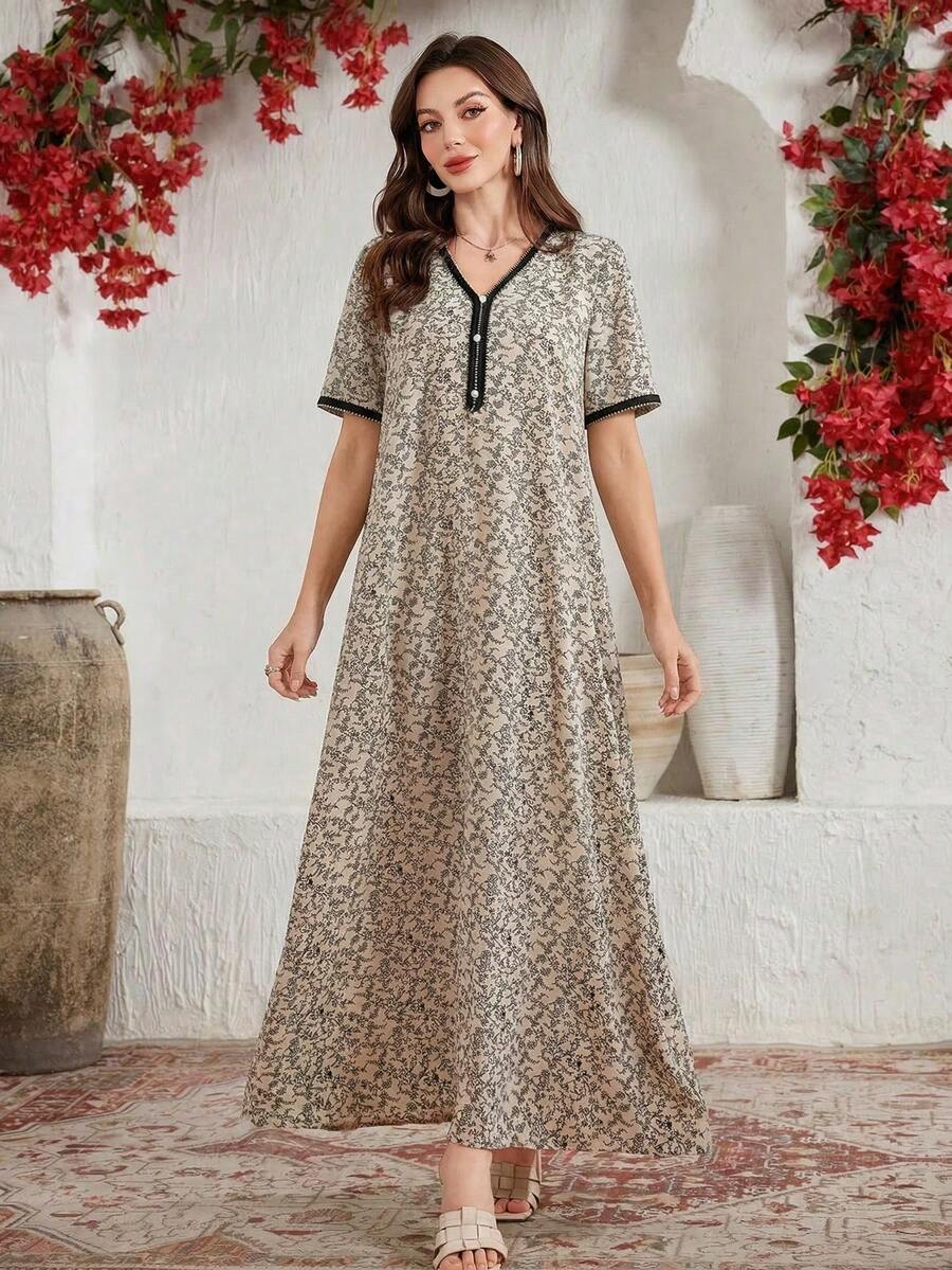 SHEIN Al Najma فستان عربي أنيق بألواح ملونة