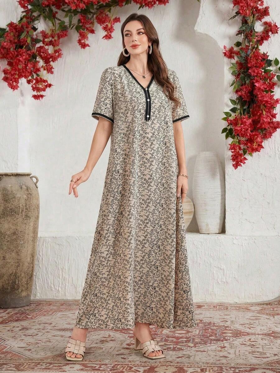 SHEIN Al Najma فستان عربي أنيق بألواح ملونة