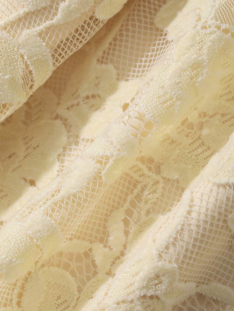 SHEIN فستان أصفر أنيق طويل الأكمام