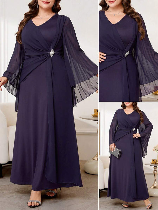 SHEIN Reflora فستان حفلة للمقاسات الكبيرة مزين بالراين ستون