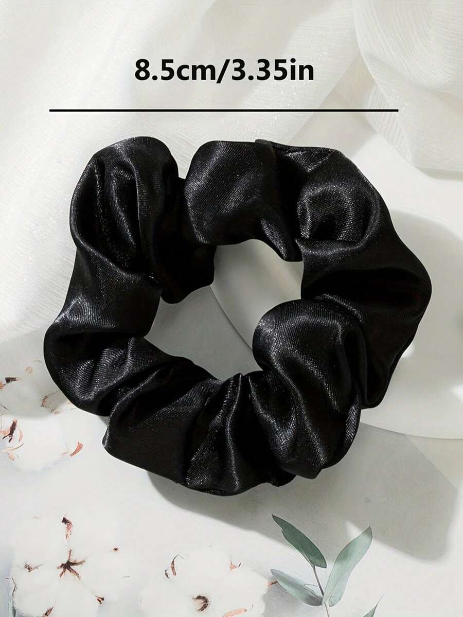 SHEIN طقم 5 أربطات شعر ساتان باللونين الأسود والبني