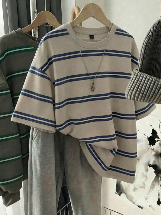 SHEIN EZwear تي شيرت نسائي مخطط كاجوال ستايل كوري