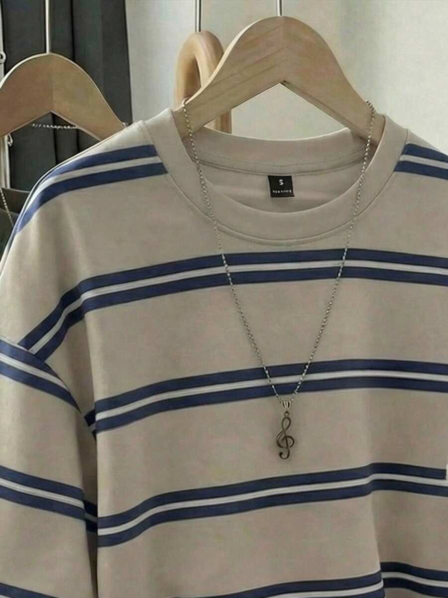 SHEIN EZwear تي شيرت نسائي مخطط كاجوال ستايل كوري
