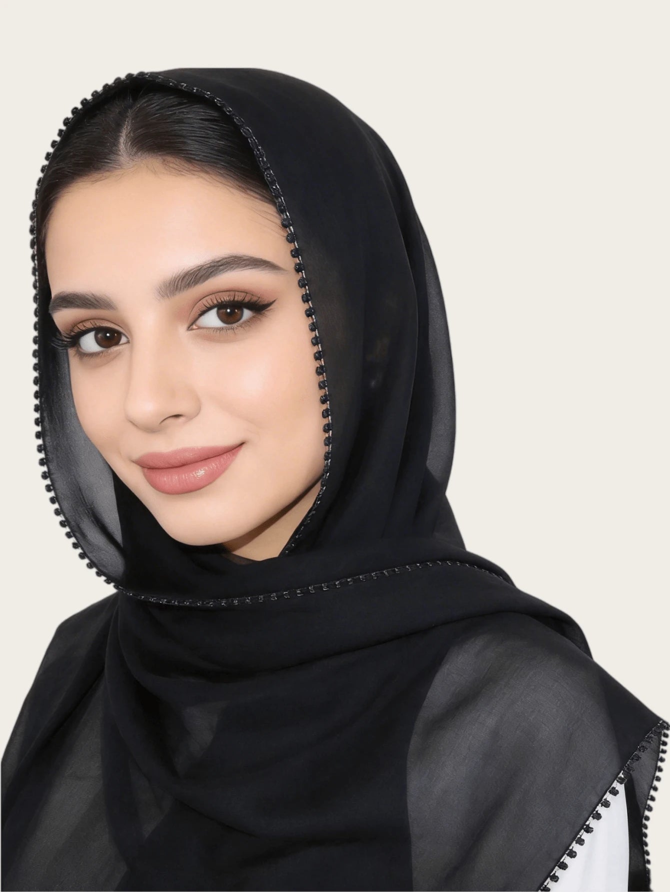 SHEIN وشاح حجاب ماليزي مستطيل بحواف زهرية دقيقة