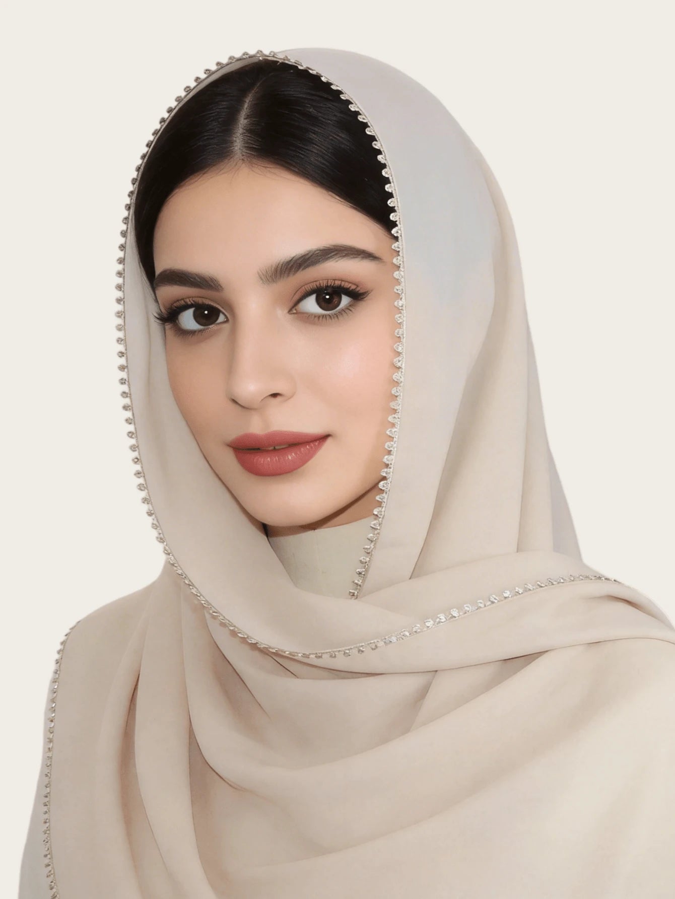 SHEIN وشاح حجاب ماليزي مستطيل بحواف زهرية دقيقة