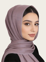 SHEIN وشاح حجاب ماليزي مستطيل بحواف زهرية دقيقة