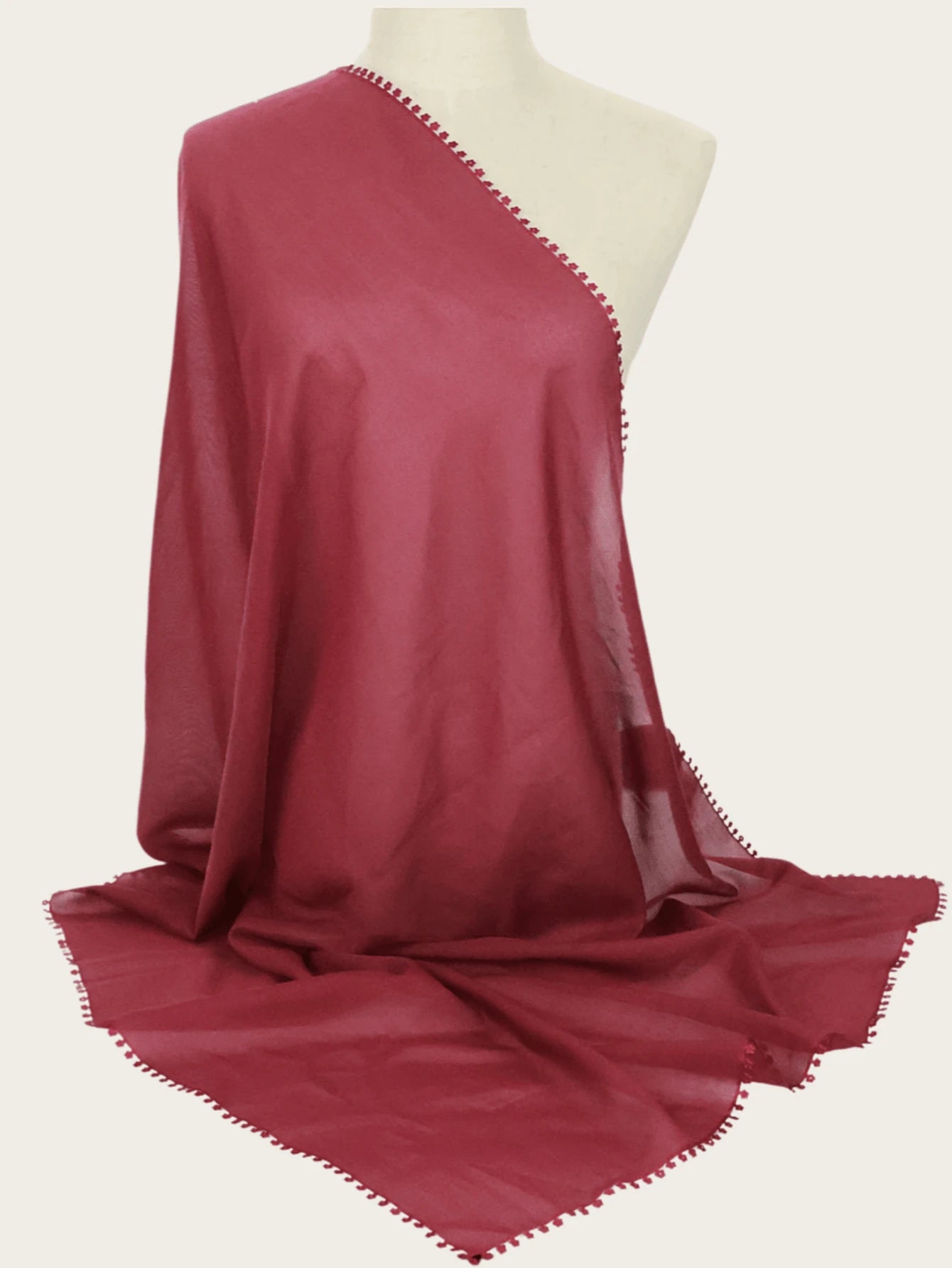 SHEIN وشاح حجاب ماليزي مستطيل بحواف زهرية دقيقة