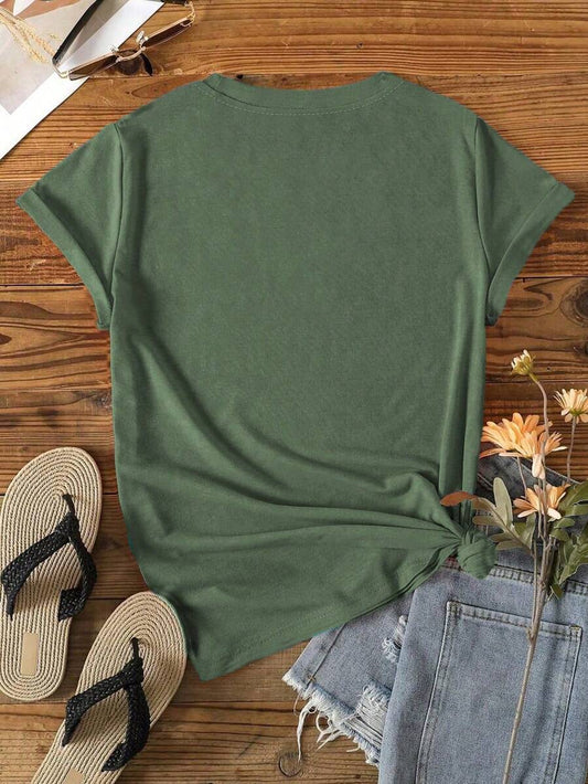 SHEIN INAWLY تي شيرت نسائي بطبعة كرتونية كاجوال