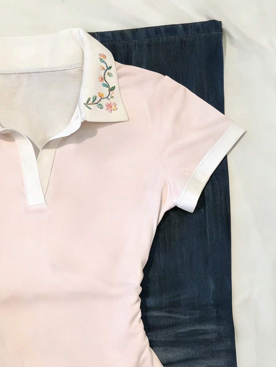 SHEIN قميص نسائي كاجوال بطبعة زهور ملونة
